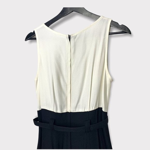 Vintage 90s Off White Black Sleeveless Belted Jumpsuit Medium - Picture 5 of 15